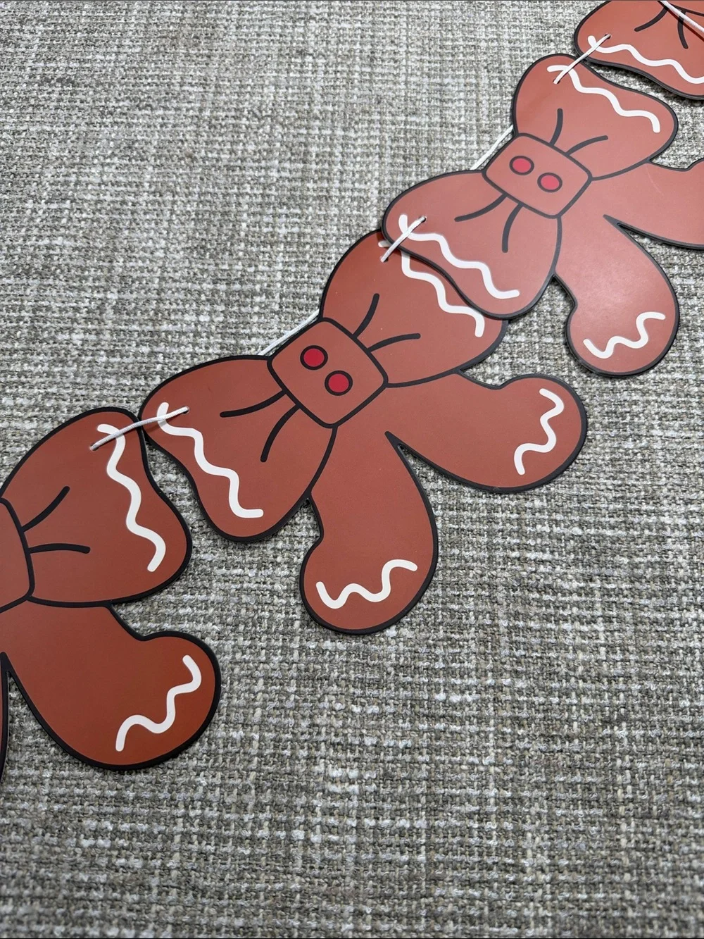 Festive Holiday Garland Duo - Red & Brown Bow Banners gingerbread Santa shoes